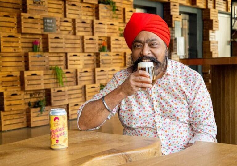 Tony Singh at Moxy Edin Fountainbridge sipping beer