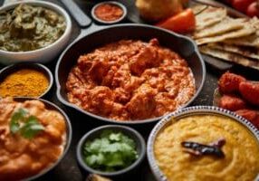Assortment of various kinds of Indian curry