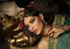 beautiful arabic style bride in ethnic clothes