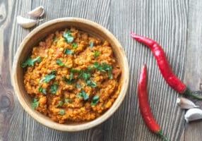 Bowl of red lentil curry
